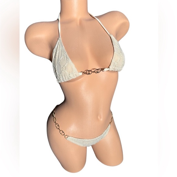 Gucci Cream Bikini with Gold Chain Accent - Picture 1 of 4